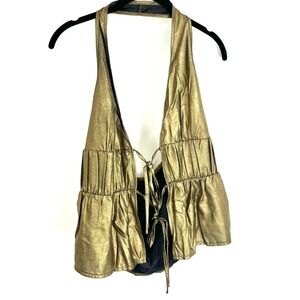 CIDER‎ METALLIC GOLD TOP - MEDIUM NWT
